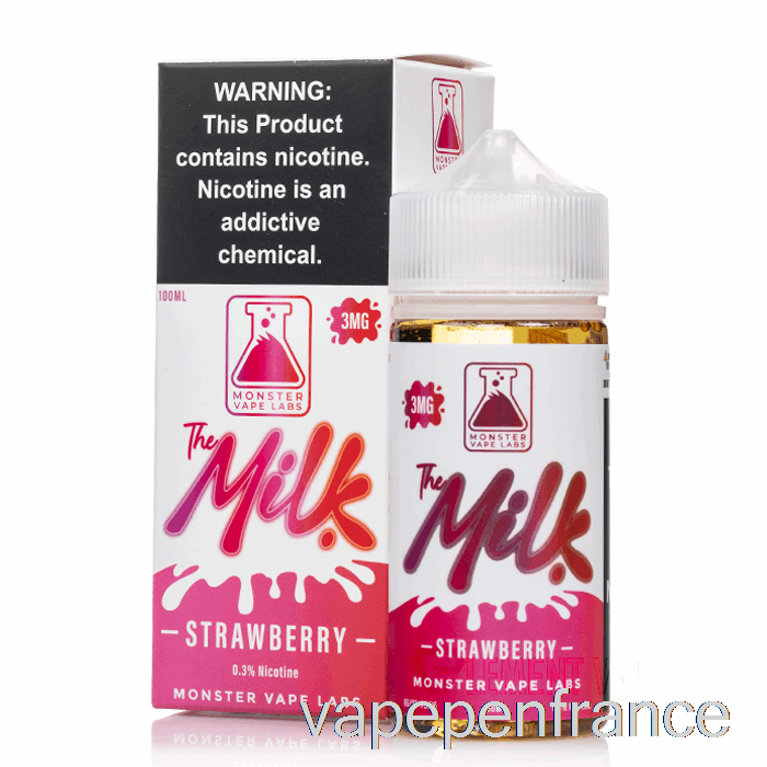 Fraise - Le Lait - Stylo Vape 100ml 3mg